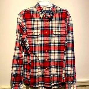 Men’s Button up Ralph Lauren blue label 2 pocket plaid shirt. Size XL. EUC